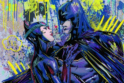 Картина на холсте art dc batman catwoman kiss love поцелуй любовь 20х30 см