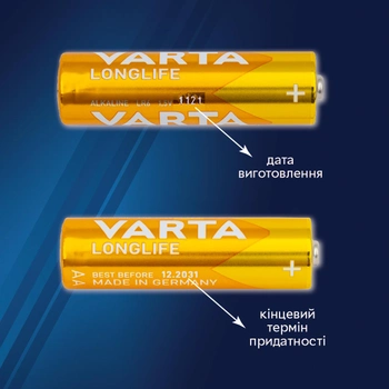 Батарейка Varta Longlife AA BLI 10 Alkaline (04106101461) (4008496525232)
