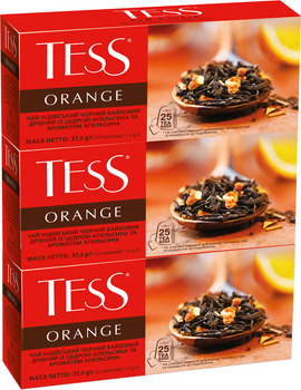 Чай індійський чорний пакетований Tess Orange з цедрою апельсина 25 пакетиків х 3 шт. (4823096809465)