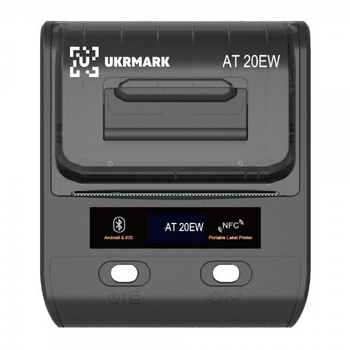 Портативный термопринтер этикеток, QR и штрих-кодов Ukrmark AT 20EW / USB 2.0 + Bluetooth, для этикеток шир.: 20-80 мм