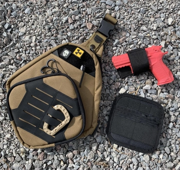 Тактична сумка для прихованого носіння Scout Tactical EDC ambidexter bag coyot/black + органайзер і кобура в комплекті