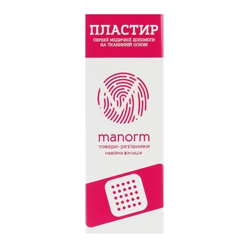 Пластир першої медичної допомоги Manorm на тканинній основі 10шт 19х72 мм