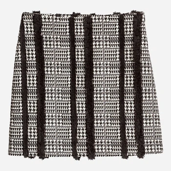 Юбка мини зимняя теплая женская H&M 0592709_черн.бел.узор.полоси.черн 38 Черная с белым (KAY2000001314036)