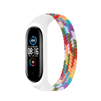 Тканинний монобраслет Braided Solo Loop MRK для фітнес браслета Xiaomi Mi Band 6/5/4/3 (S) 150mm White Rainbow (mrk3034)
