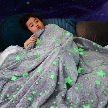 Плед детский теплый светящийся в темноте Magic Blanket покрывало день/ночь 160х180 см Серое