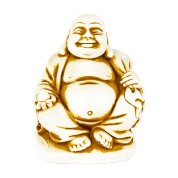 Статуэтка Netsuke Нэцкэ Хотэй сидящий Гипс 4.2x3.5x3.7 см Бежевый (00671)