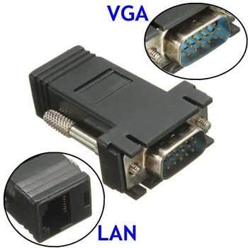 Перехідник подовжувач моніторний Alitek з VGA на RJ45/Lan (тато-мама) (48480)