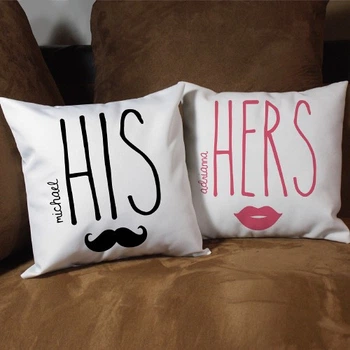 Парные декоративные подушки с принтом "His. Hers"