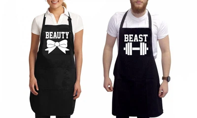 Парные фартуки с принтом "Beauty. Beast"