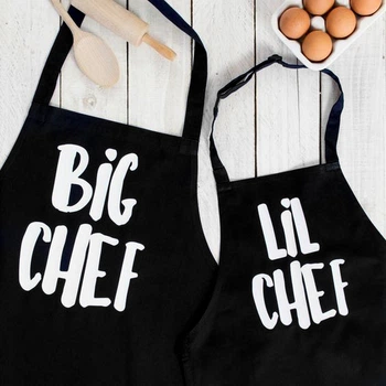 Парные фартуки с принтом "Big cheff and Lil cheff"