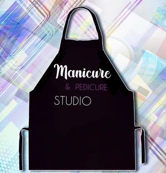 Фартух із написом "Manicure e pedicure studio"