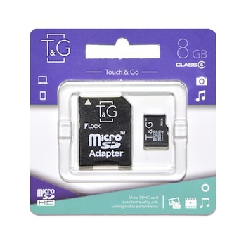 Накопичувач microSDHC 8GB T&G Class 4 + SD-adapter (TG-8GBSDCL4-01)