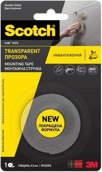 Двусторонняя акриловая клейкая лента 3M Scotch VHB 12 мм х 2 м 0.5 мм Прозрачная комплект 2 упаковки (5904-F-12-2)