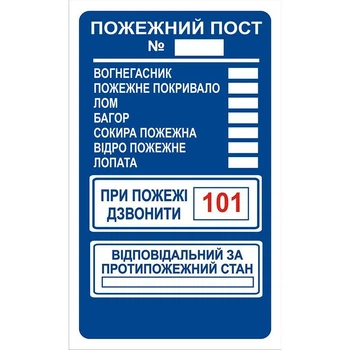 Знак Пожежний пост А4 с-до плівка