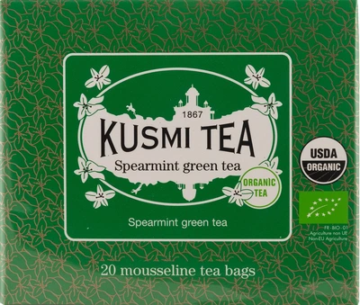 Чай зеленый Kusmi Tea Spearmint Green Tea органический 20 пакетиков х 2 г (3585810082356)