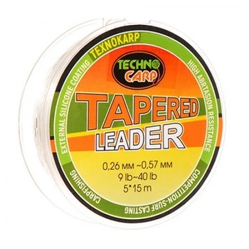 Шок лидер конусный на 5 удилищ Techno Carp Tapered Leader 0,26-0,57мм 5x15м