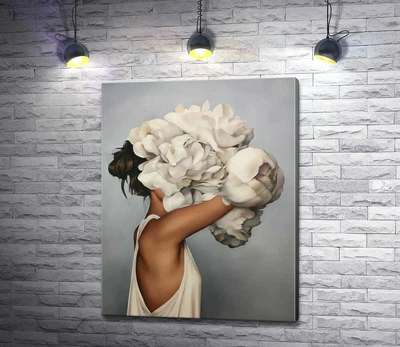 Картина Дівчина з букетом півоній - Емі Джадд (Amy Judd) 47x60 см Модуль №1 (001211)