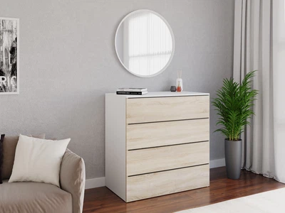 Комод с 4 ящиками Лофт КМД-02 Ш 1000 / В 1014 / Г 544 мм Дуб сонома + белый, MyROOM