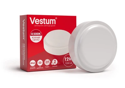 Светодиодный ЖКХ светильник Vestum 12Вт 4500K 1200Лм круг (1-VS-7102)