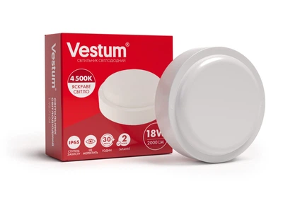 Светодиодный ЖКХ светильник Vestum 18Вт 4500K 2000Лм круг (1-VS-7104)