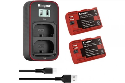 3-Pack LP-E6NH комплект из 2 аккумуляторов KingMa для Canon LP-E6NH и двойного зарядного устройства