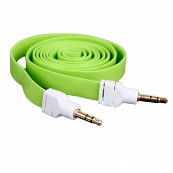 AUX кабель 3.5 M/M плоский 2 метра салатовый