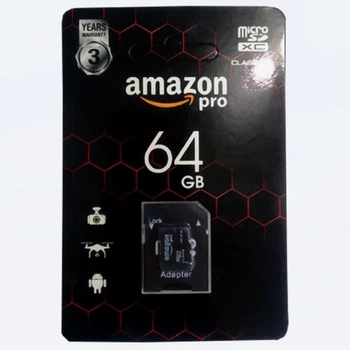 Картка пам'яті micro SD AMAZON Pro 64 GB class 10 XC внутрішня високошвидкісна для телефона планшета та відеореєстратора