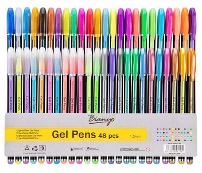 ColorIt 96 Gel Pens - 2 Travel Case Gel Pen Sets with 72 Glitter, 12  Metallic, 12 Neon 
