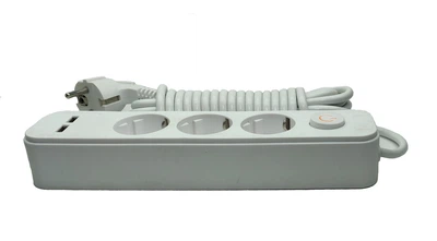 Удленитель на 3 розетки + 2USB белый 3м Lemanso LMK 71006