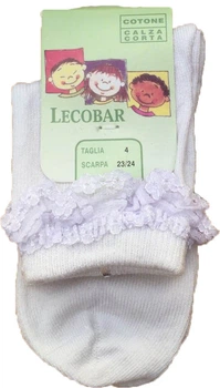 Детские белые носочки для девочки с кружевом LECOBAR RETE 1759/1 23-24