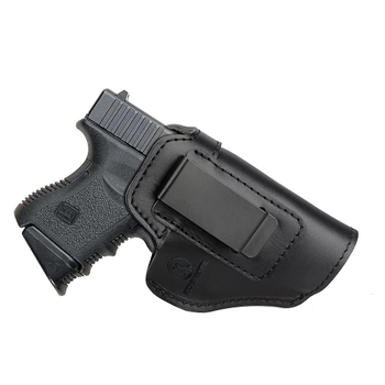 Внутрибрючная кожаная поясная кобура Kosibate для Glock 19 17 22 черная (H87)