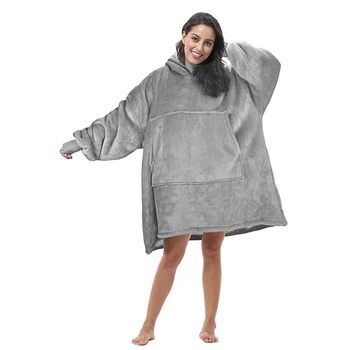 Толстовка-плед с капюшоном и рукавами Huggle Hoodie One Size Серый 1634105227