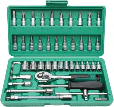 Набор инструментов с трещоткой 1/4" Piece Tool Set 46 в 1 для ремонта авто и дома