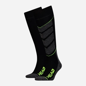 Термоноски демисезонные спортивный HEAD Unisex Ski V-Shape Kneehigh 791004001-817 35-38 Черный/Желтый (8718824743158)