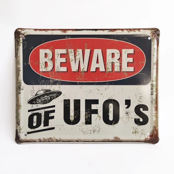 Металлическая табличка "BEWARE OF UFOS" для декора дома, декор стен, декор комнаты