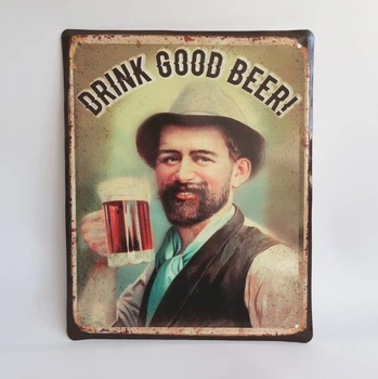 Металлическая табличка "Drink good BEER" для декора дома, декор стен, декор комнаты, кафе