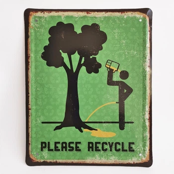 Металлическая табличка "Pleese Recycle" для декора дома, декор стен, декор комнаты