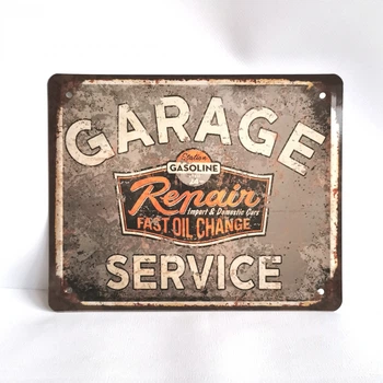 Металлическая табличка "GARAGE SERVICE" для декора дома, декор стен, декор комнаты, гараж, автосервис