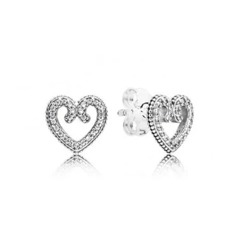 Серебряные серьги Ажурные сердца 297099