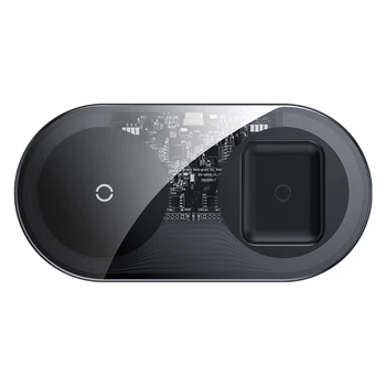 Беспроводное зарядное устройство QI BASEUS Simple 2in1 Wireless Charger 18W Max For Phones+Pods с поддержкой быстрой зарядки Black (WXJK-A01)