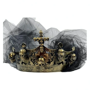 Корона Королева Муэрте з фатою SETA Decor 19-933BLK-GL