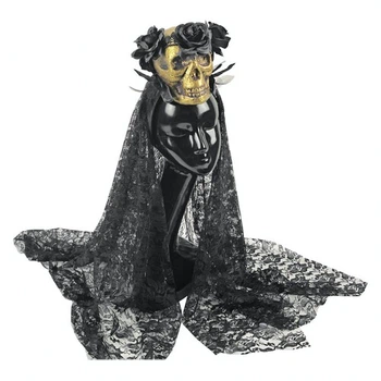 Обруч Нубія з фатою SETA Decor 19-927BLK-GL