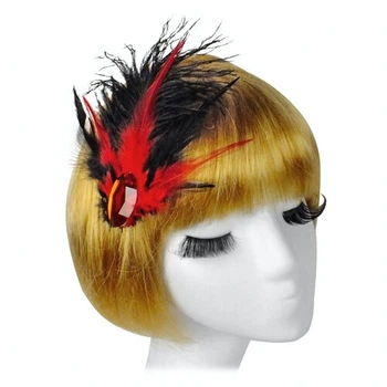Заколка з пір'ям SETA Decor 99-95BLK-RD-VZ