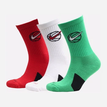 Набор мужских носков высоких Nike Crew Everyday Bball DA2123-909 38-42 3 пары Белый/Зеленый/Красный (195241052427)