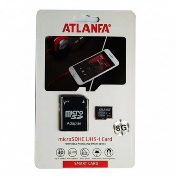 Карта памяти с переходником для кардридера Atlanfa MicroSD 8GB Class 10 adapter SD (OL-81550)