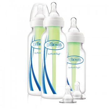 Стартовий комплект для новонародженого Dr.Browns® Natural Flow® (пляшечка з вузьким горлечком 250 мл х 2шт., 120 мл х 1 шт., соска рівень 2 х 2шт.,