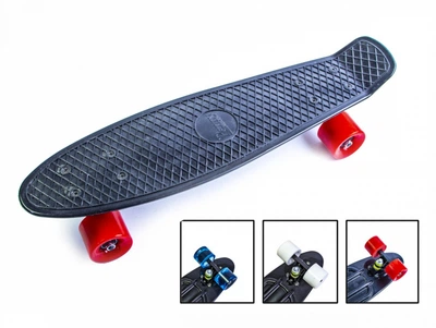 Детский пластиковый пенниборд скейтборд&nbsp;Penny Board&nbsp;с матовыми колесами до 80 кг Plain black