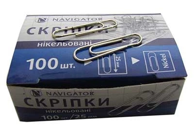 Скрепки 25мм 100шт никелированные округлые 75301-NV Navigator