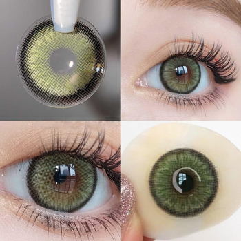 Лінзи кольорові Eyeshare без зелених діоптрій Diamond Green + контейнер для зберігання