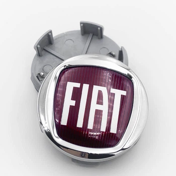 Колпачки (заглушки) в литые диски FIAT (Фиат) 60 мм Красный лого CountryMan Хром